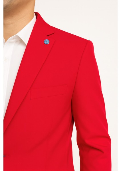 Erkek Tek Düğme Slim Fit Takım Elbise - Şık Ofis ve Davet Kombini