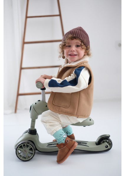 Kodiaq Unisex Çocuk ve Bebek Kışlık Süet Taba Bot | Ortopedik Kaymaz Taban, Sıcak Tutan Kürklü Bot