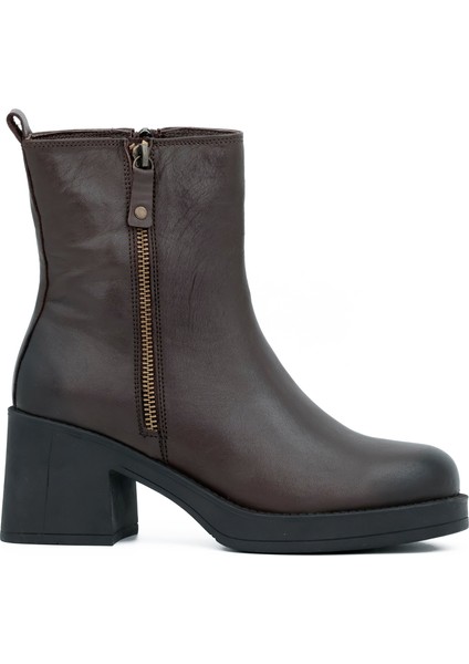 Hakiki Deri Fermuarlı Kadın Bot Eva Taban - B24400