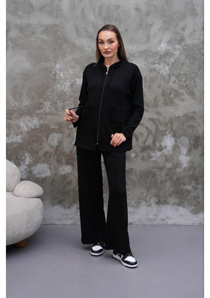 Bel Büzgülü Cep Detaylı Fermuarlı Modal Ikili Takım fırsatları