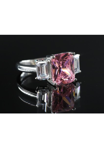 Baget Taşlı Gümüş Yüzük, Pembe Gümüş Yüzük, Pembe Kuvars Yüzük fiyatları