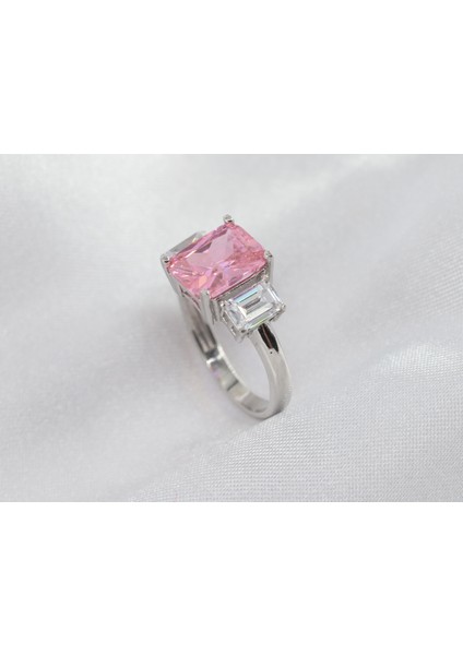 Baget Taşlı Gümüş Yüzük, Pembe Gümüş Yüzük, Pembe Kuvars Yüzük modelleri