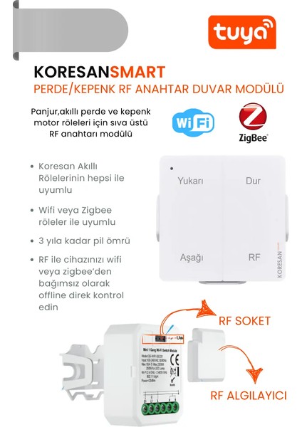 Tuya Rf Anahtar – Perde Panjur Rölesi Için Sıva Üstü