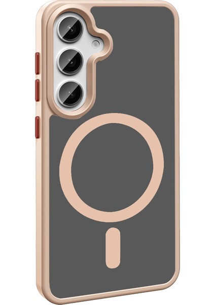 Galaxy S25 Plus Kılıf M-Safe Şarj Özellikli Mat Arka Yüzey Joec Sio Kapak - Rose Gold