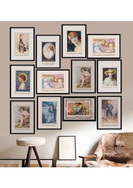 12 Parça Çerçeve Görünümlü Mdf Tablo Seti