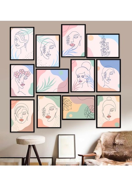 12 Parça Çerçeve Görünümlü Mdf Tablo Seti