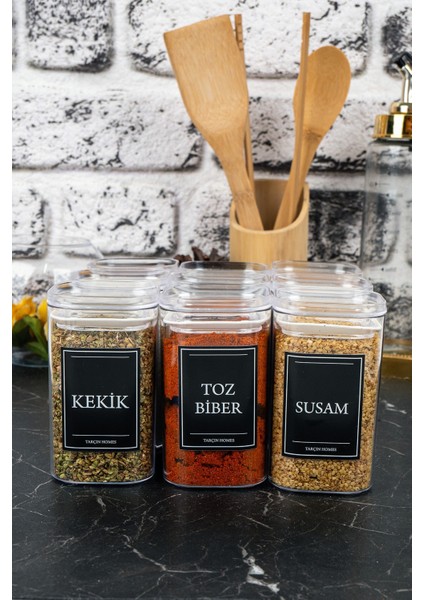 9'lu 250 ml Vakumlu Sızdırmaz Etiketli Akrilik Baharatlık Seti Saklama Kabı fırsatları