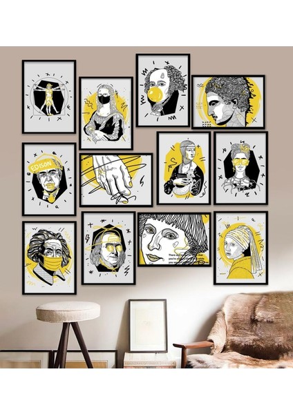 12 Parça Çerçeve Görünümlü Mdf Tablo Seti