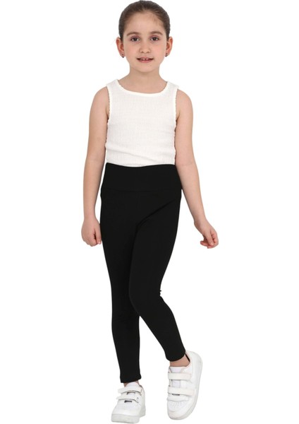 Kız Çocuk Yüksek Bel Içi Havlu - Şardonlu Termal Kışlık Günlük-Casual, Spor, Egzersiz, Tayt