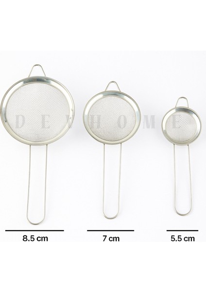 Metal 3 Lü Süzgeç Seti-Paslanmaz Tel Süzgeç - Çay Süzgeci (5 Cm- 7 Cm- 8 Cm) Bitki Süzgeci modelleri