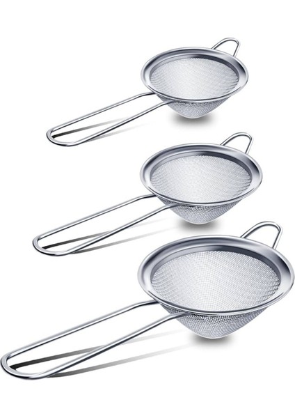 Metal 3 Lü Süzgeç Seti-Paslanmaz Tel Süzgeç - Çay Süzgeci (5 Cm- 7 Cm- 8 Cm) Bitki Süzgeci indirimleri