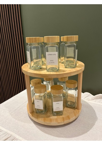 12'li Bambu Kapak Etiketli Baharatlık/döner Stant fiyatları
