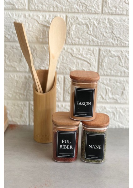 3'lü 200 ml Baharatlık Takımı Vakumlu Ahşap Kapaklı Etiketli Akrilik Saklama Kabı fiyatları