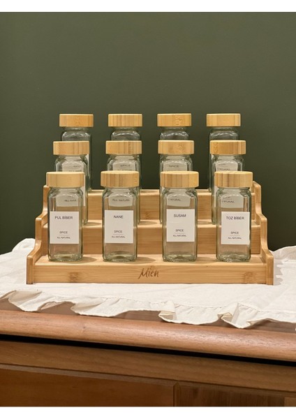 12'li Bambu Kapak Modern Baharatlık Takımı/merdiven Stant fırsatları