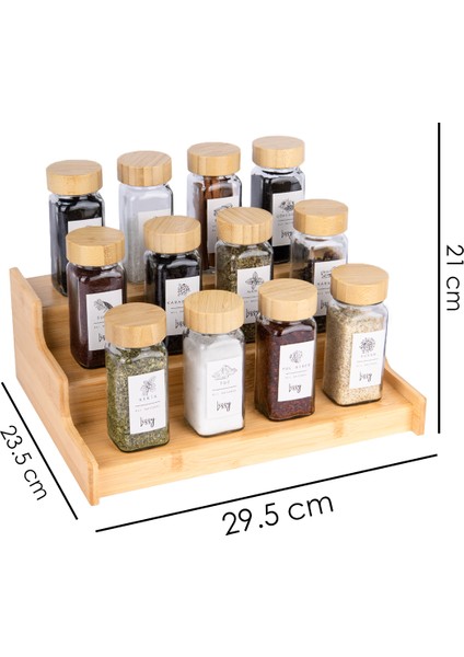 12'li Bambu Kapak Modern Baharatlık Takımı/merdiven Stant