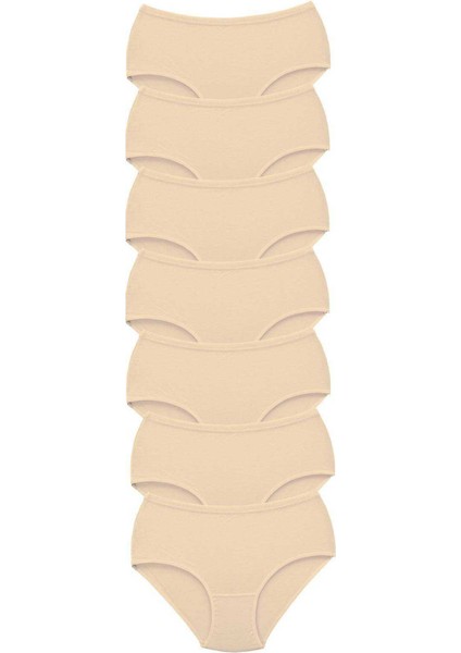 7 Adet Tutku Kadın Yüksek Bel Bato Kalın Lastik Külot Ten