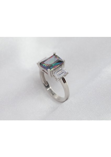 Baget Taşlı Gümüş Yüzük, Mystic Topaz Gümüş Yüzük