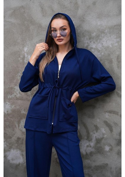 Bel Büzgülü Cep Detaylı Fermuarlı Modal Ikili Takım