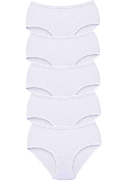 5 Adet Tutku Kadın Yüksek Bel Bato Kalın Lastik Külot Beyaz