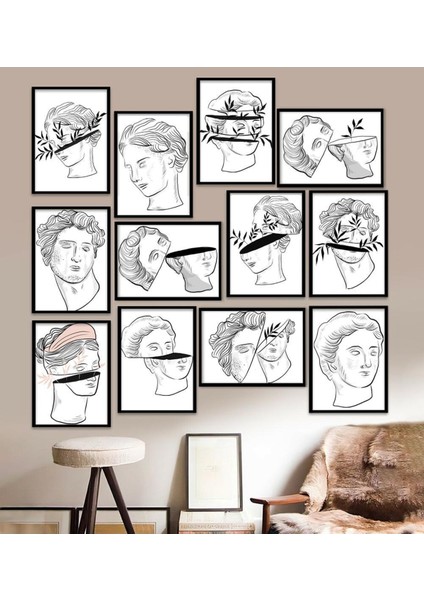 12 Parça Çerçeve Görünümlü Mdf Tablo Seti
