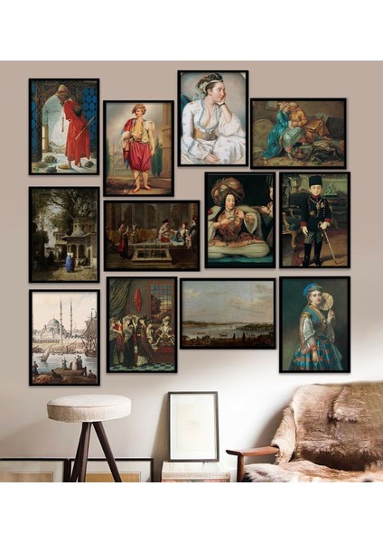 12 Parça Çerçeve Görünümlü Mdf Tablo Seti