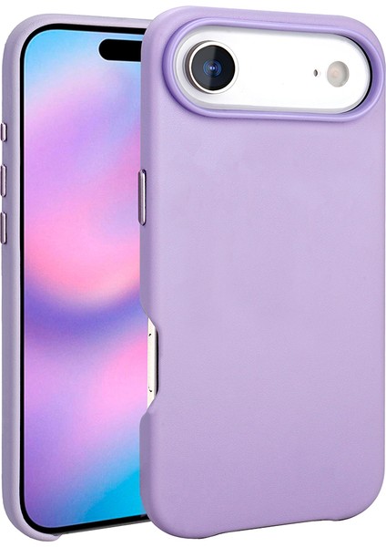 iPhone 17 Air Kılıf M-Safe Şarj Özellikli Pu Deri Görünümlü Joec Kupra Kapak - Mor