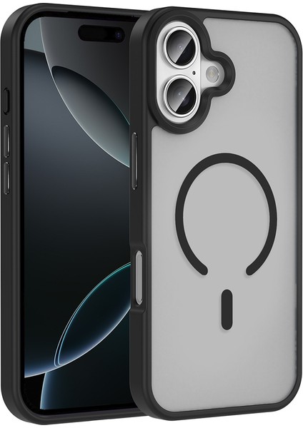 iPhone 17 Kılıf M-Safe Şarj Özellikli Mat Arka Yüzey Joec Sio Kapak - Siyah