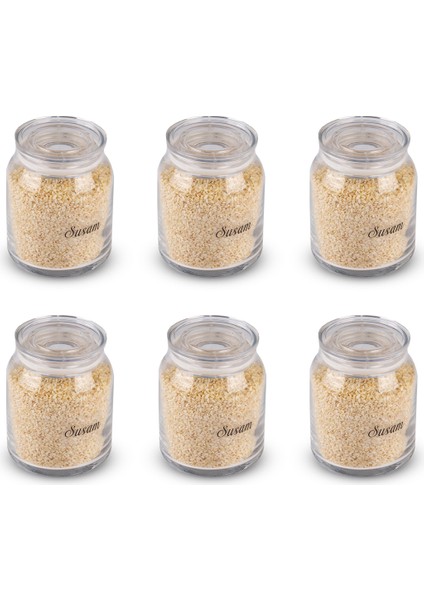 6'lı Akrilik Vakumlu Kapaklı Cam Baharatlık 300 ml 24 Adet Etiket Hediyeli modelleri