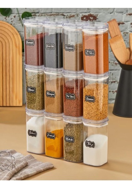 12 Li Baharatlık Takımı Vakumlu Kapaklı.etiket Hediyemizdir.