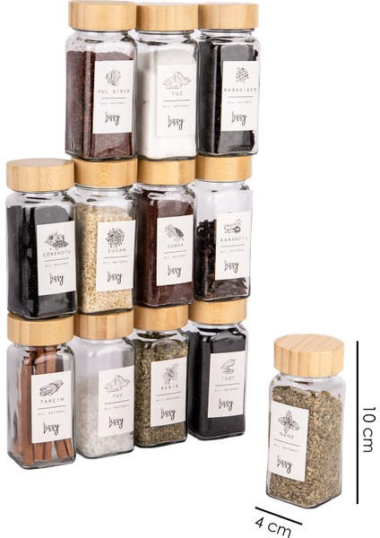 12'li Bambu Akasya Kapak Modern Baharatlık Takımı Naturelove fırsatları