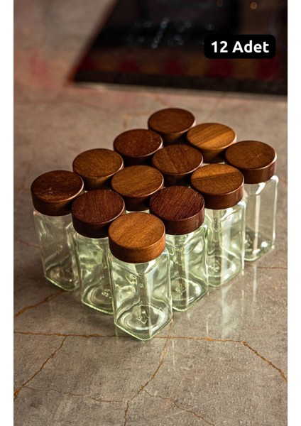 Akasya Kapaklı Cam Baharatlık Seti 12'li (120 Ml) - Hava ve Nem Koruması Şık ve Saklama Düzenleme modelleri