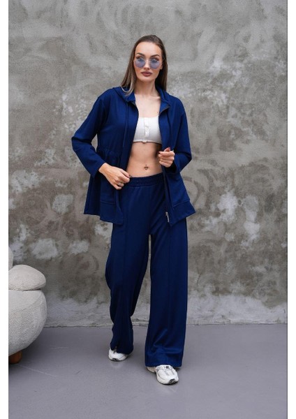 Bel Büzgülü Cep Detaylı Fermuarlı Modal Ikili Takım