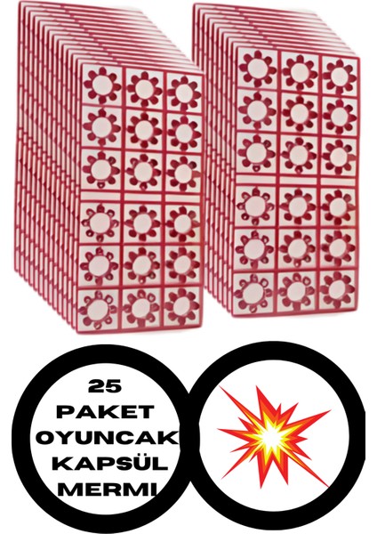 25 Adet 18X8LI Kapsül Mermi Şeridi Toplam 3600 Adet Atış Kırmızı(+12 Yaş Üzeri)