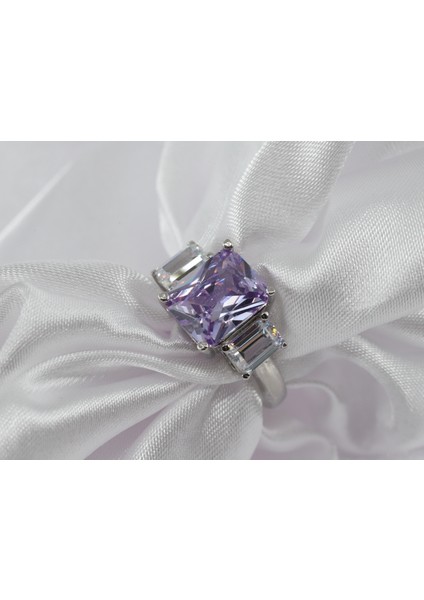 Baget Taşlı Gümüş Yüzük, Lila Gümüş Yüzük, Mor Kuvars Yüzük fiyatları