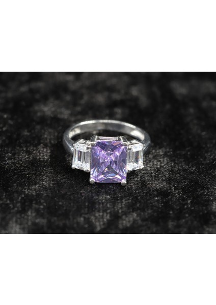 Baget Taşlı Gümüş Yüzük, Lila Gümüş Yüzük, Mor Kuvars Yüzük modelleri