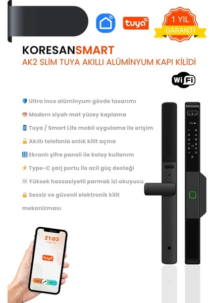 Tuya Ak2 Slim Akıllı Alüminyum/pvc Kapı Kilidi fiyatları
