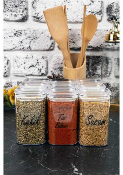 9'lu 250 ml Vakumlu Sızdırmaz Şeffaf Etiketli Akrilik Baharatlık Seti Saklama Kabı fiyatları