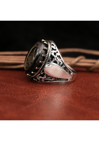 Hat Sanatlı Elhamdulillah Yazılı 925 Ayar Erkek Gümüş Yüzük modelleri