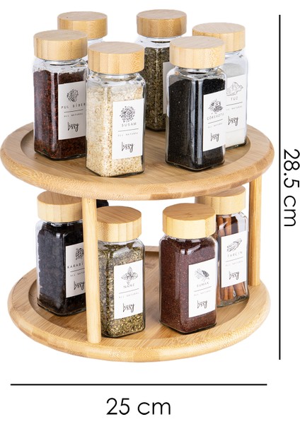 Cam 12'li Bambu Kapaklı Döner Standlı Baharat Takımı 251 - 299 ml 13 fiyatları