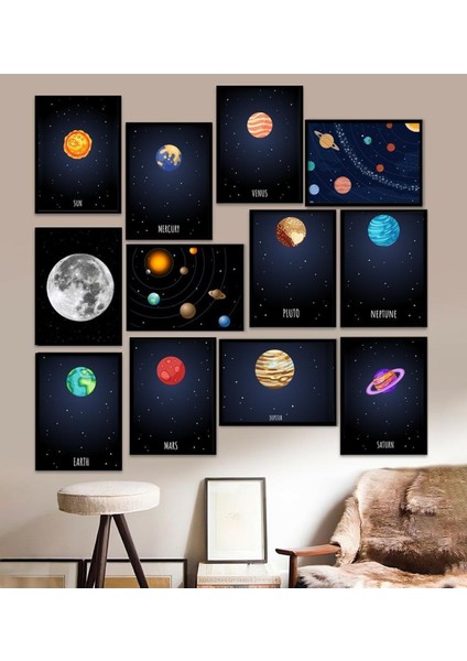 12 Parça Çerçeve Görünümlü Mdf Tablo Seti