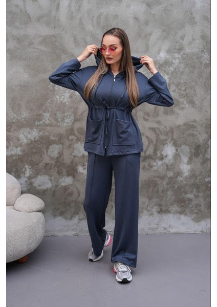 Bel Büzgülü Cep Detaylı Fermuarlı Modal Ikili Takım indirimleri