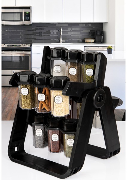 12'li Yeni Nesil Baharatlık Seti Döner Konseptli Tezgah Üstü ve Asılabilir Fenomen Model indirimleri