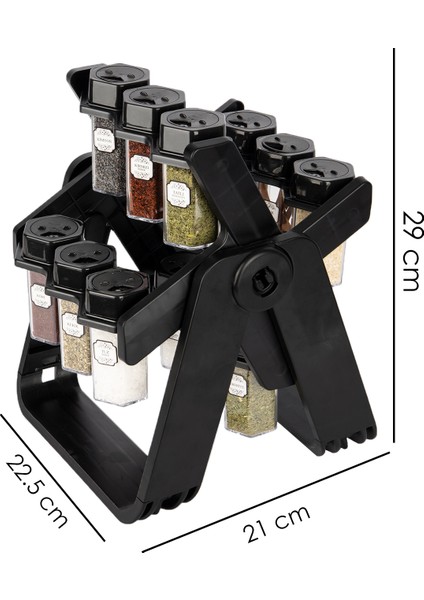 12'li Yeni Nesil Baharatlık Seti Döner Konseptli Tezgah Üstü ve Asılabilir Fenomen Model