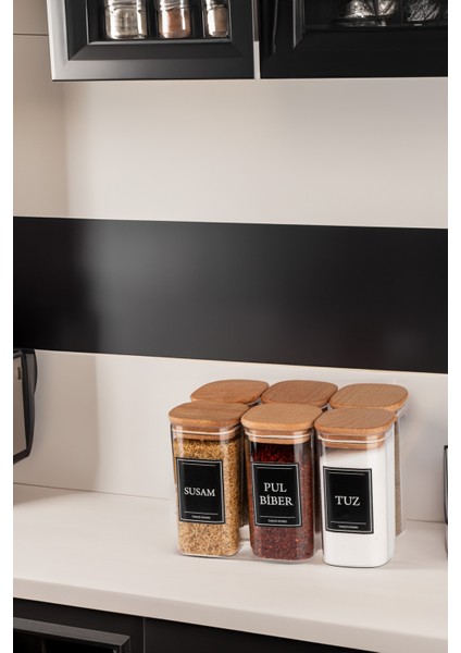 6'lı 300 ml Vakumlu Sızdırmaz Etiketli Akrilik Baharatlık Seti Saklama Kabı fiyatları