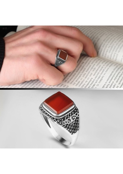 Akik Taşlı 925 Ayar Gümüş Erkek Yüzük fiyatları