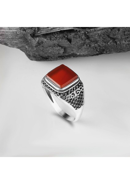 Akik Taşlı 925 Ayar Gümüş Erkek Yüzük modelleri