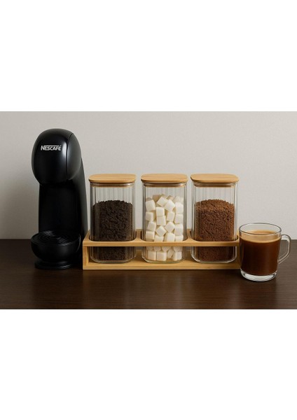 3'lü Bambu Standlı Cam Baharatlık Seti, Tezgah Üstü Dekoratif Standlı Cam Baharatlık Takım fiyatları