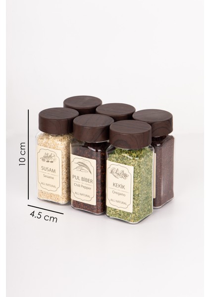 12'li Kare Akasya Kapaklı Baharatlık Etiket Hediyeli modelleri