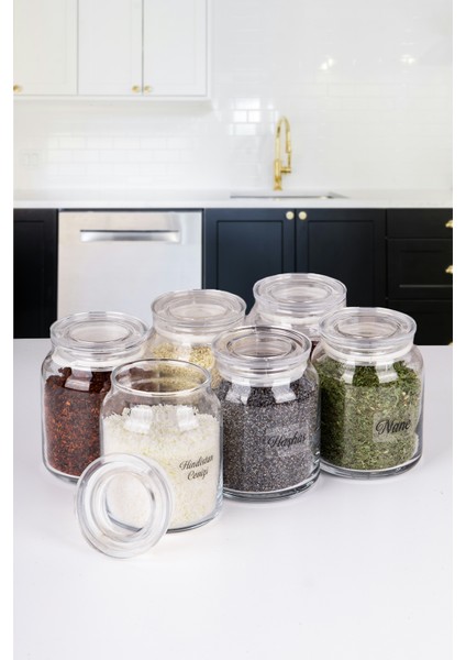 12'li Akrilik Vakumlu Kapaklı Cam Baharatlık 300 ml 24 Adet Etiket Hediyeli fiyatları