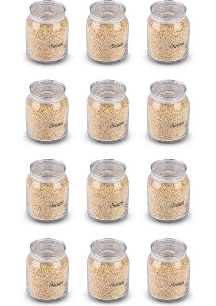 12'li Akrilik Vakumlu Kapaklı Cam Baharatlık 300 ml 24 Adet Etiket Hediyeli indirimleri